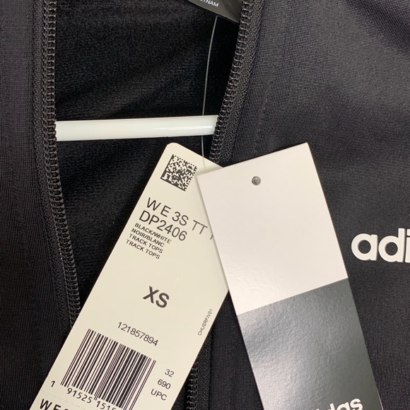 ADIDAS 3 Strip Black & White Tricot Track Jacket XS NWT - Picture 9 of 9